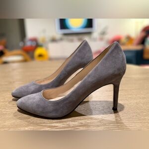 Cole Haan Grey Suede Pumps 3.75 inch heels Almond Toe Size 10 wide - 10C